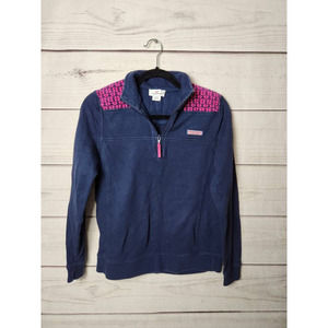 Vineyard Vines Womens Pullover Sweater Blue Pink Long Sleeve Half‎ Zip 1/4 S